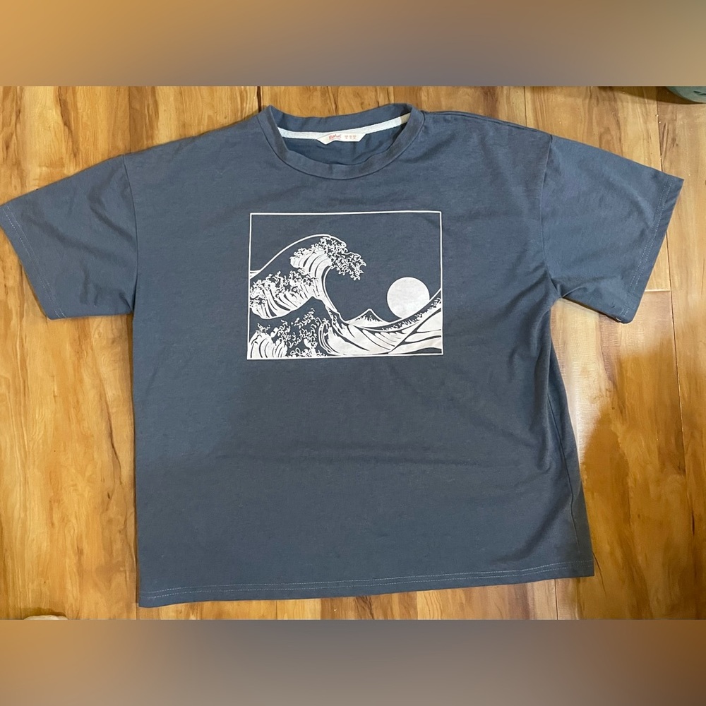 Women’s Short Sleeve Wave T-Shirt  Blue - Size XL
